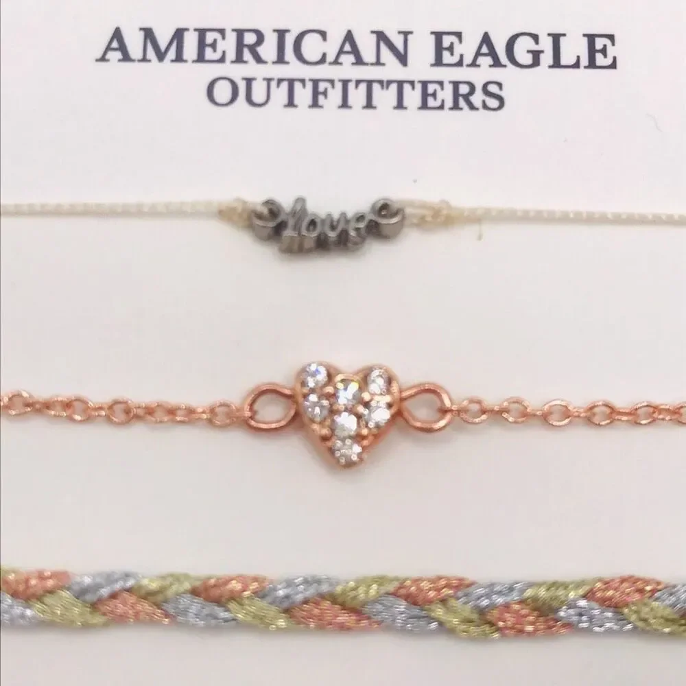 American Eagle Outfitters Adjustable Charm Braided Bracelet Set